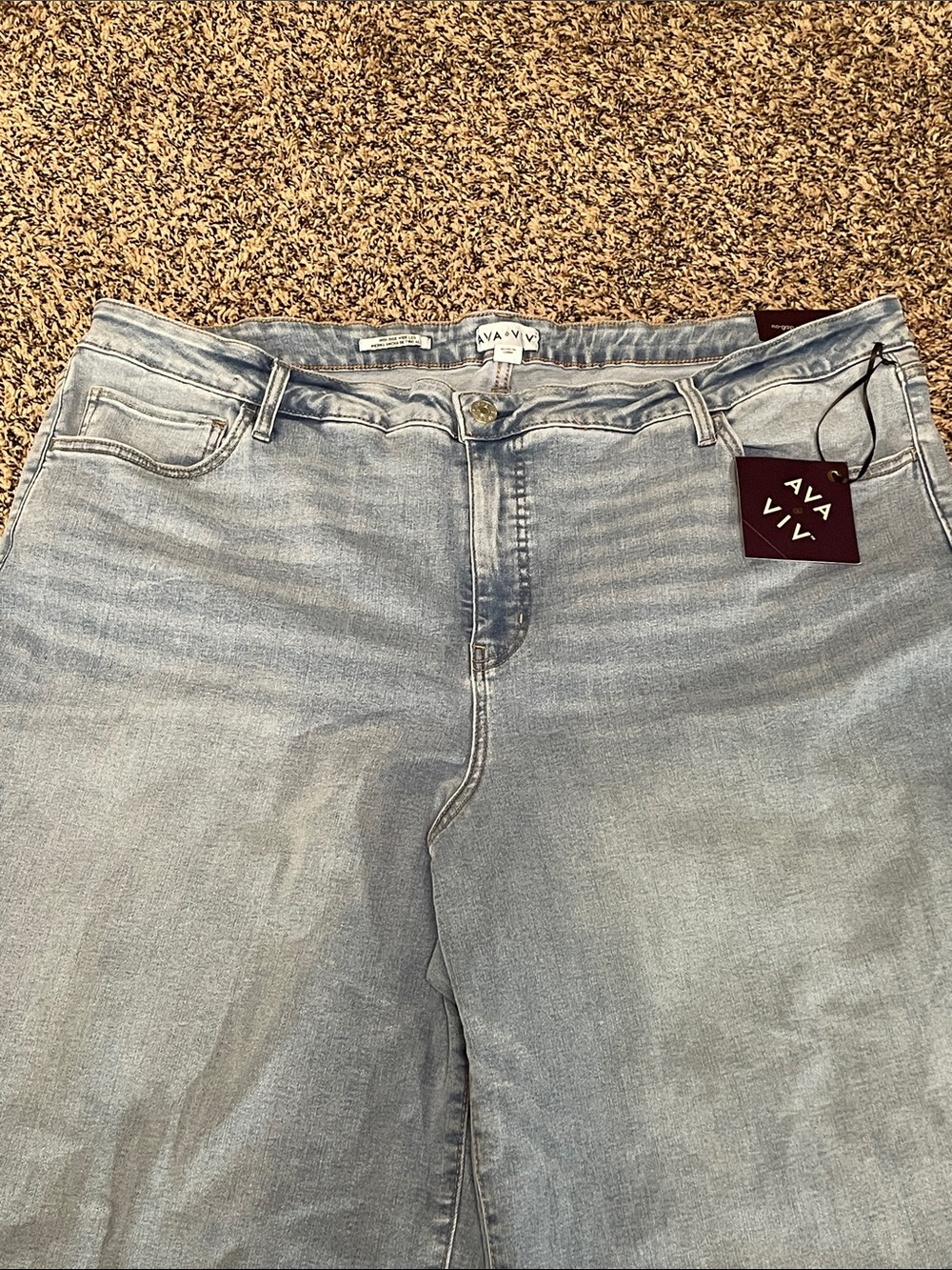 Ava & Viv Wide Leg High Rise Super Stretch Plus Size Blue Denim Jeans NEW - Picture 2 of 9